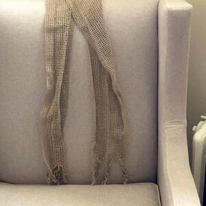 LONG TAN CROCHETED SCARF